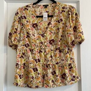 Ann Taylor Floral Short Sleeve Blouse. Size: XS. Brand new with tags